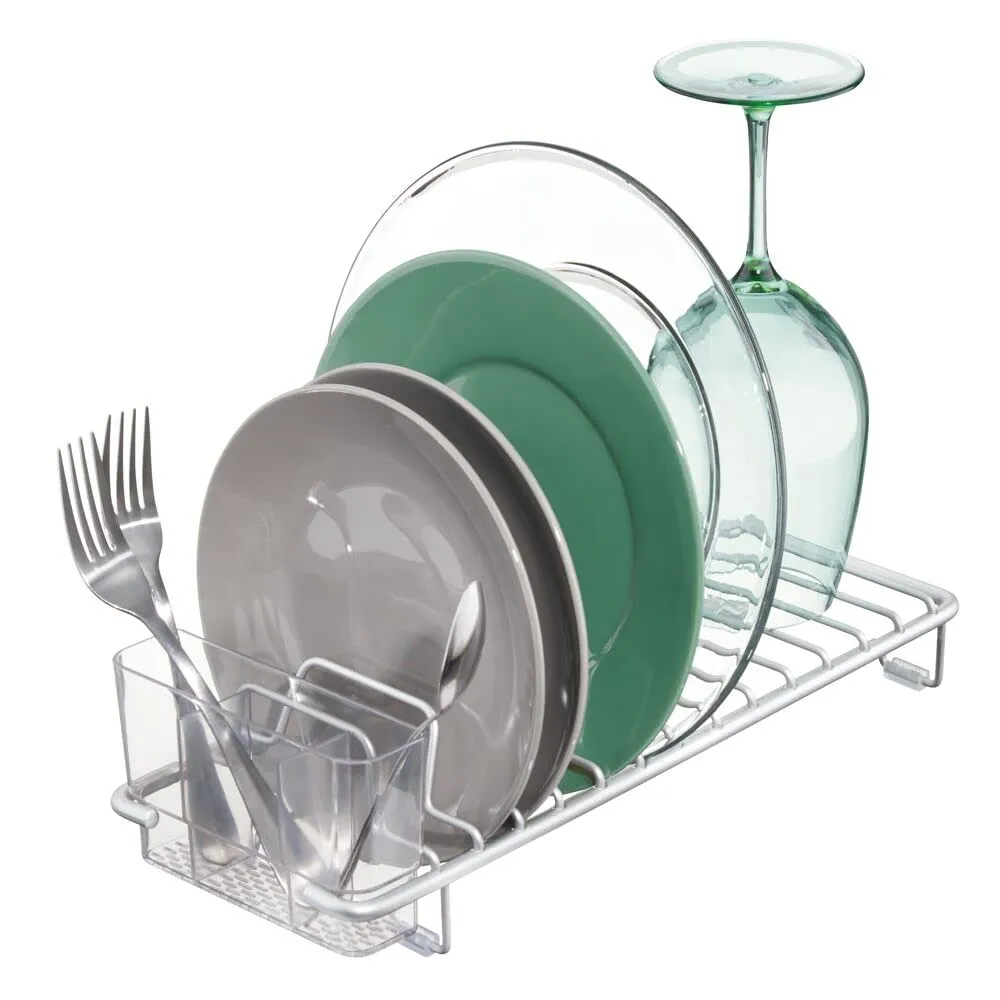 mDesign Abtropfgestell Geschirrabtropfer 2er-Set grau rutschfest
