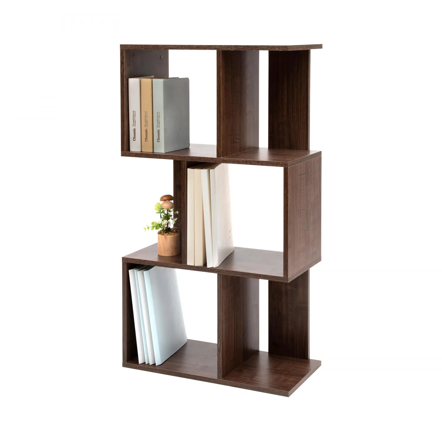 Iris Ohyama Display Shelf SRK-W3 Regal Hellbraun 3 Fächer S-Form