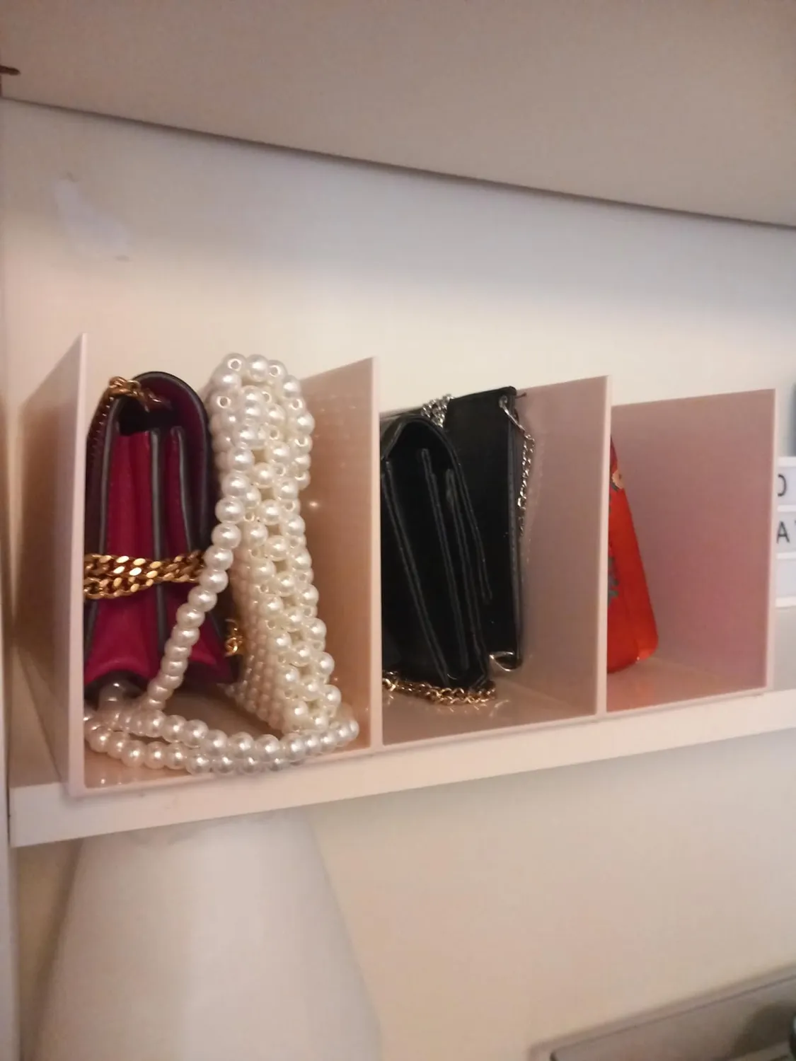 mDesign Clutch Organizer Handtaschenbox 5 Fächer rosa