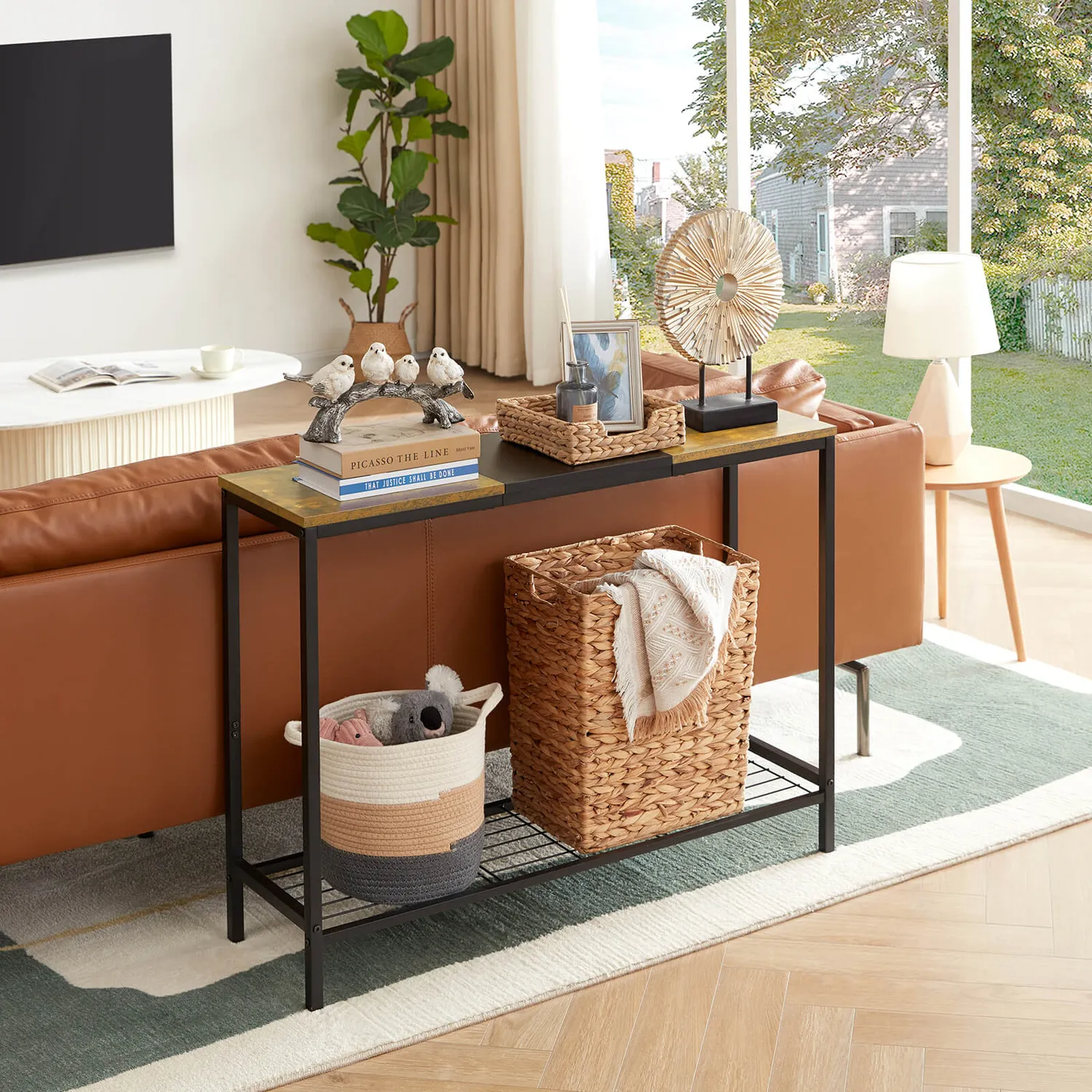 Lifewit Konsolentisch schmal Vintage-Holz Metall