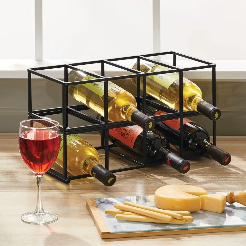 mDesign Weinregal Flaschenregal 2er-Set mattschwarz 8 Flaschen Edelstahl