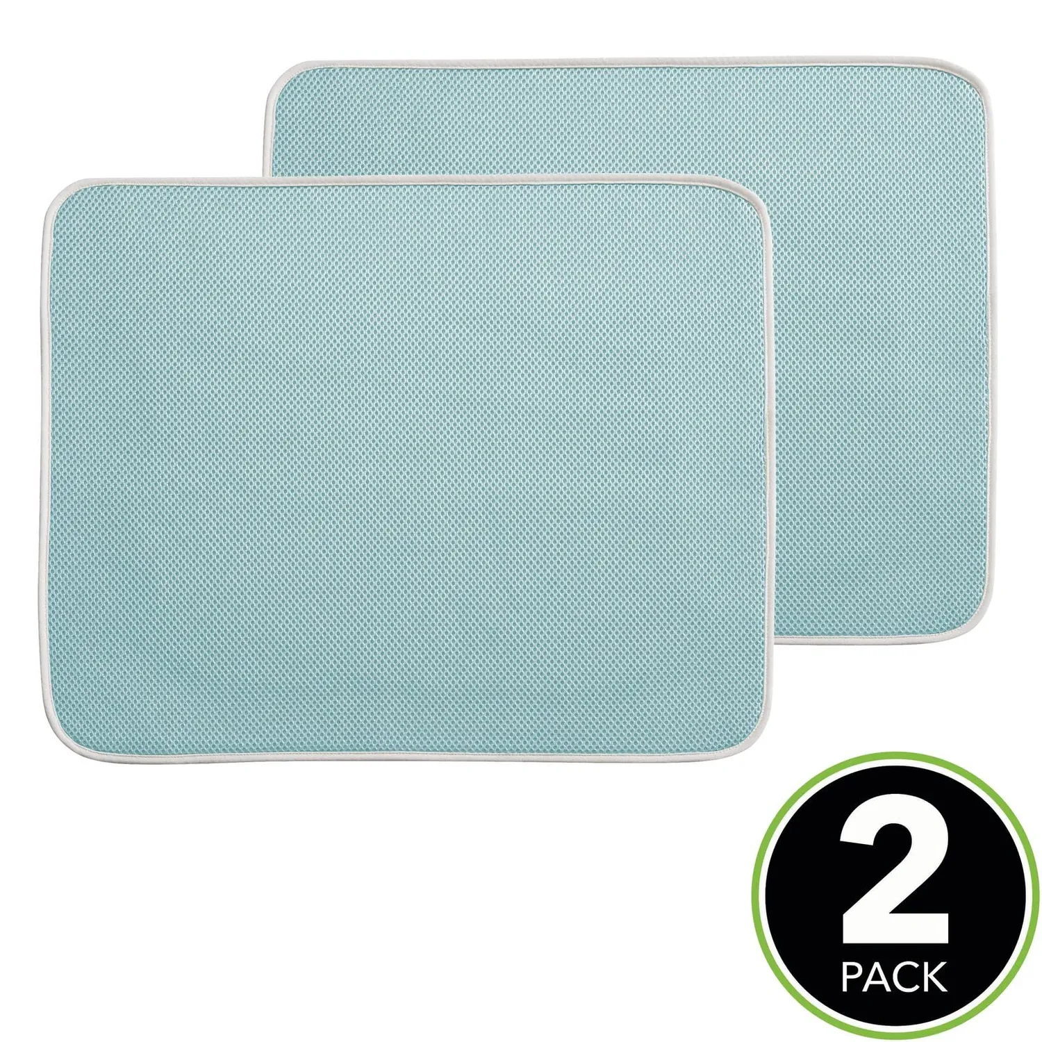 mDesign Abtropfmatte Mikrofaser 2er-Set blau 45,7x40,6cm