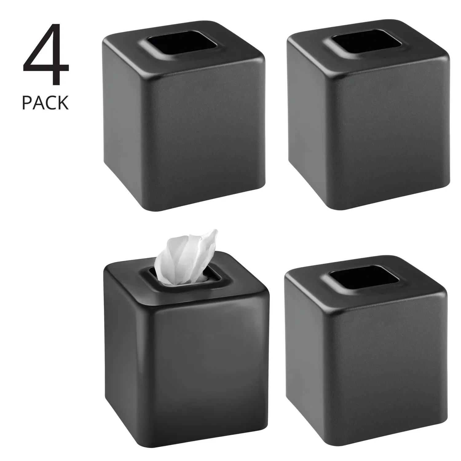 M Design Taschentuchbox 4er-Set schwarz Metall matt