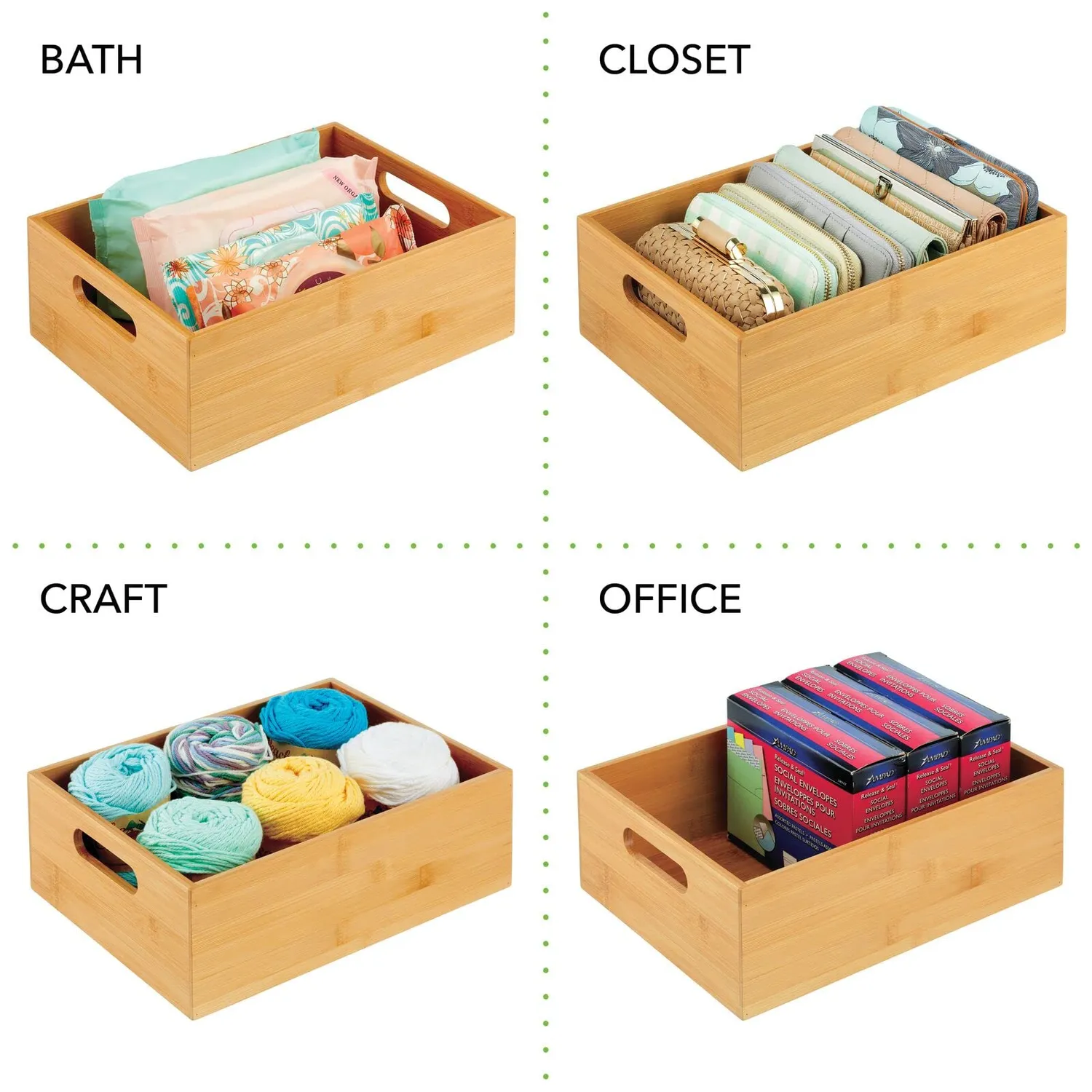 mDesign 13790MDKEU Aufbewahrungsbox Bambus natur 30,5 cm