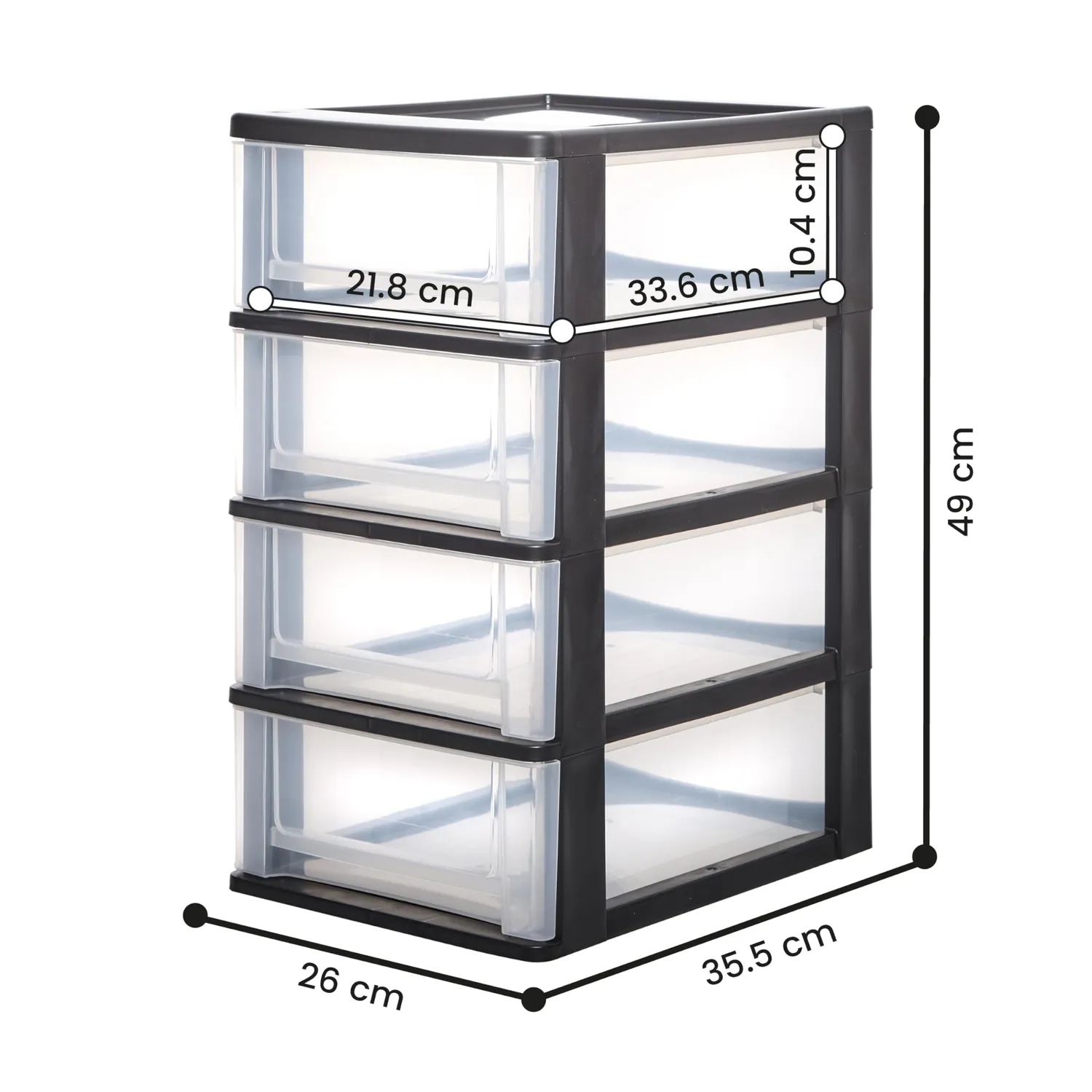 Iris Ohyama Organizer Chest DDOCH-2004 Schubladenbox Schwarz 4 Schubladen A4