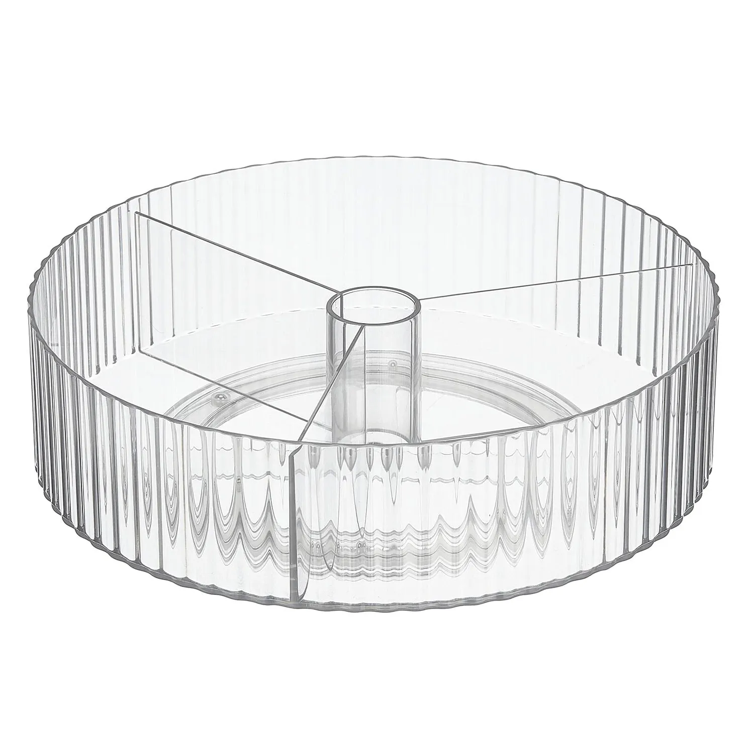 mDesign Küchenrondell Drehteller 3 Fächer transparent