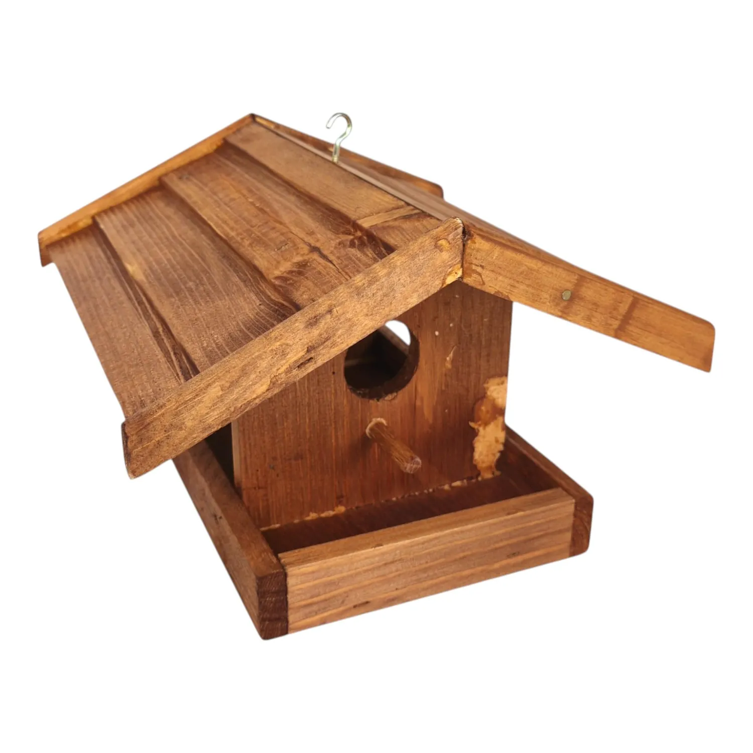 GoodFreshDecor Vogelhaus Futterhaus 24,5 cm braun Haken