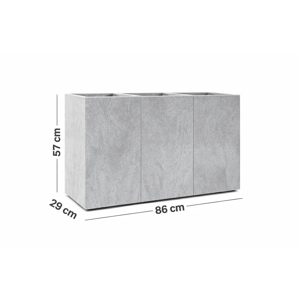 Kreher Karo Pflanzkasten Sichtschutz Grau 86x28 Beton-Optik