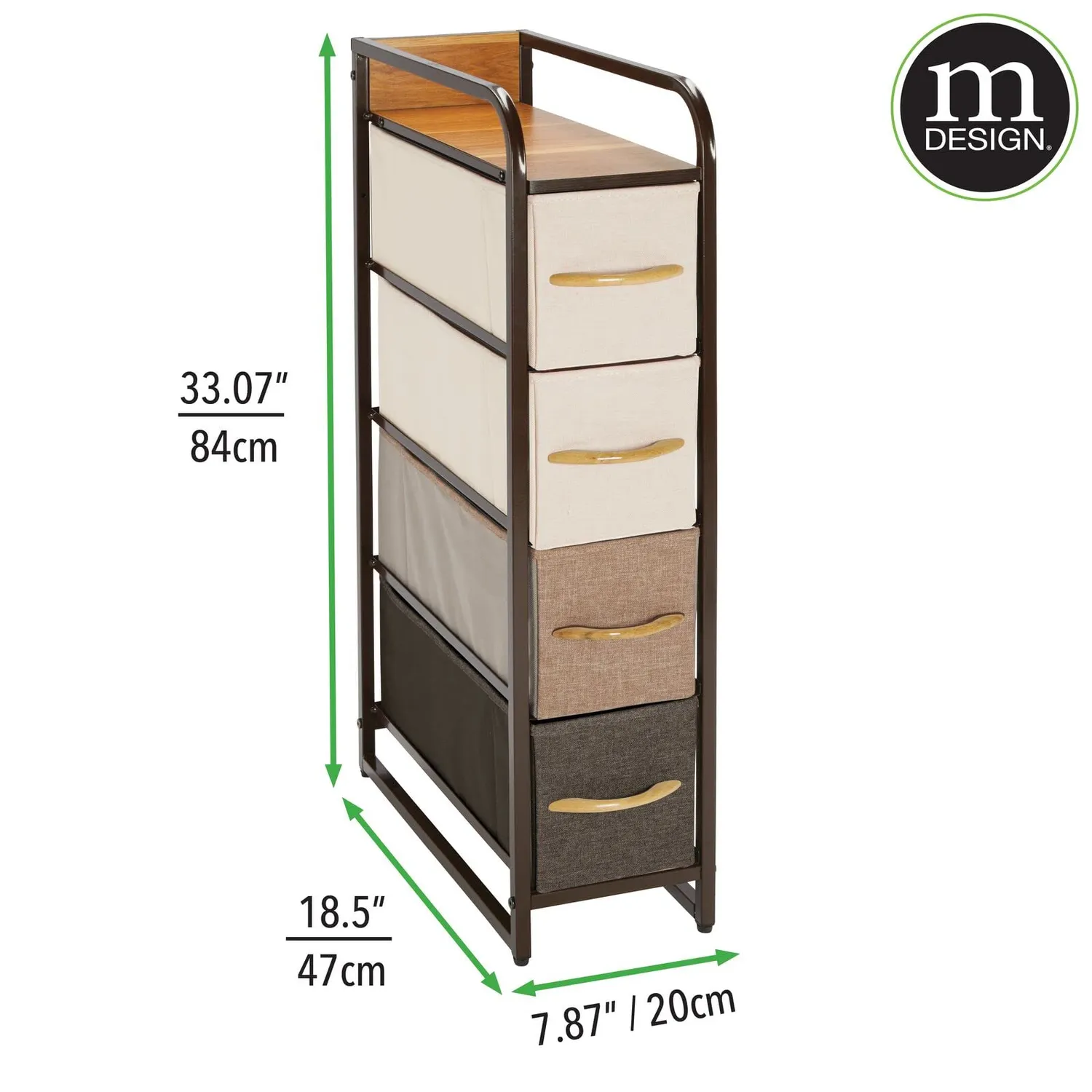 M Design Kommode 4 Schubladen Nachttisch Braun Stoff