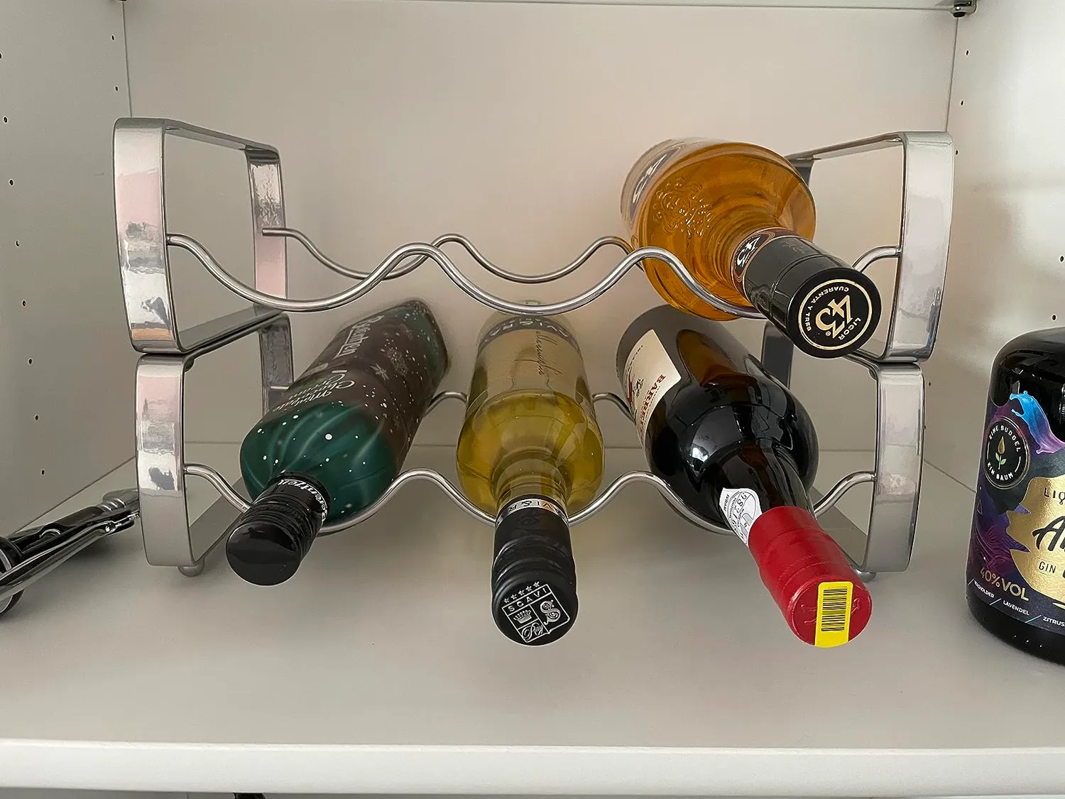 mDesign Weinregal stapelbar 3 Flaschen 2er mattweiß Metall