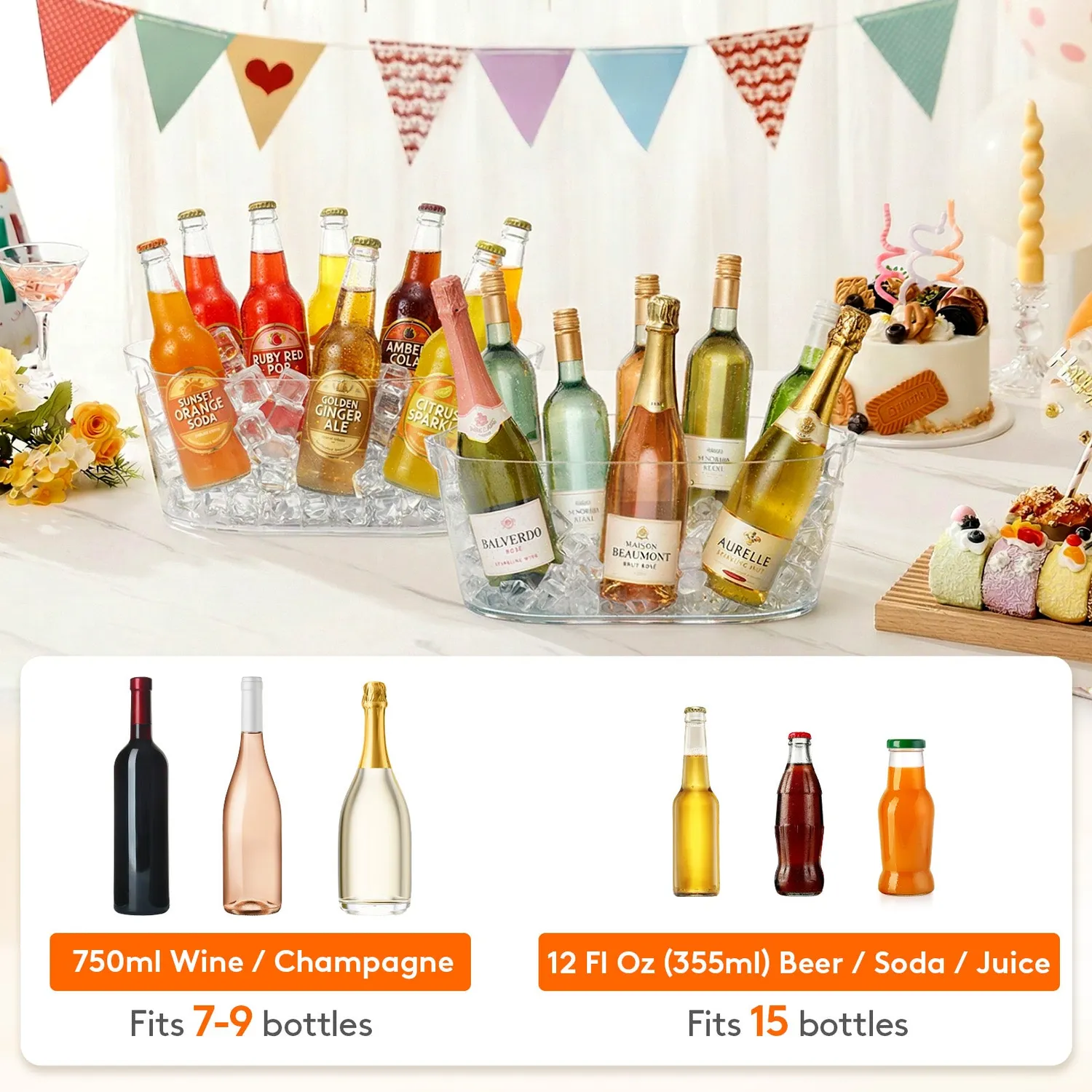 Lifewit Eiseimer 11,5L transparent bruchsicher mit Griffen
