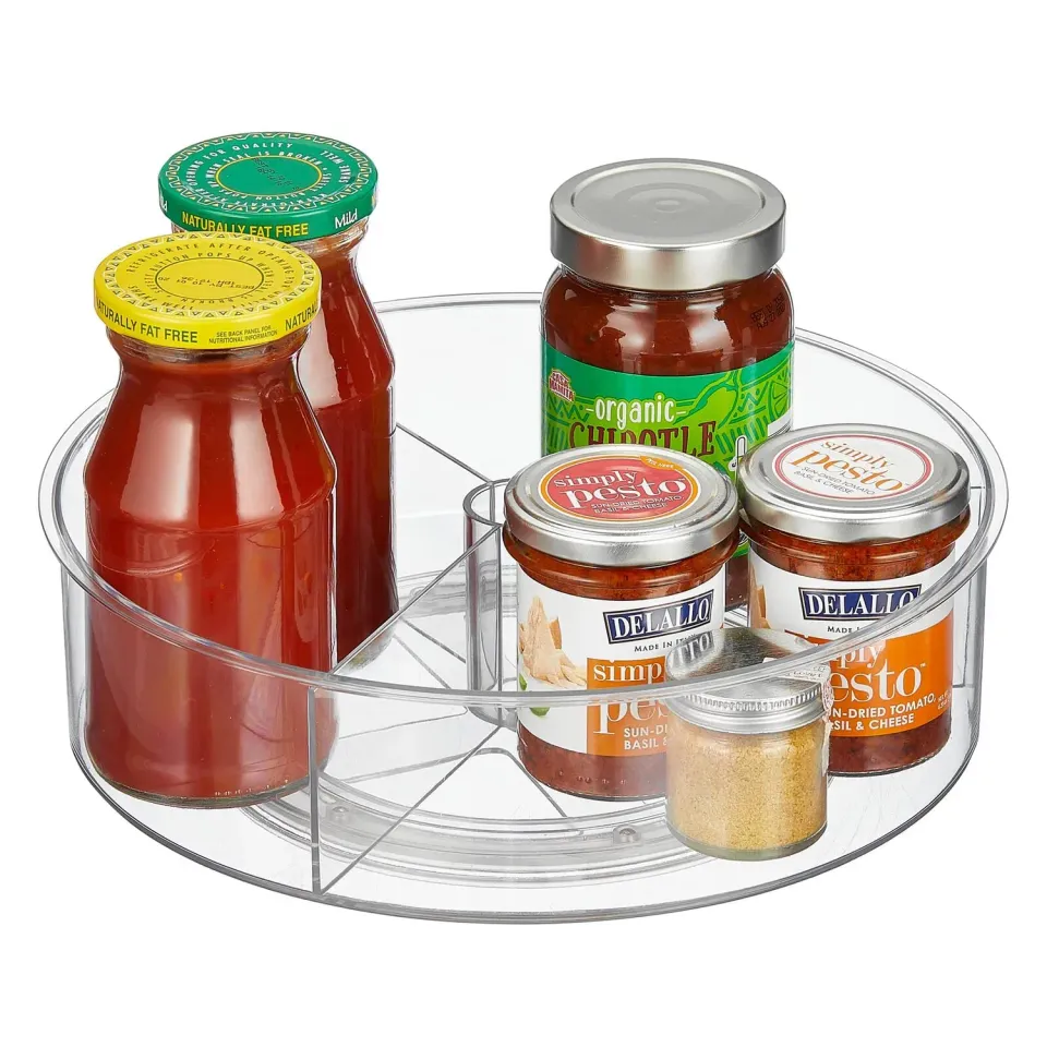 mDesign Gewürzregal Drehteller rund transparent geteilt