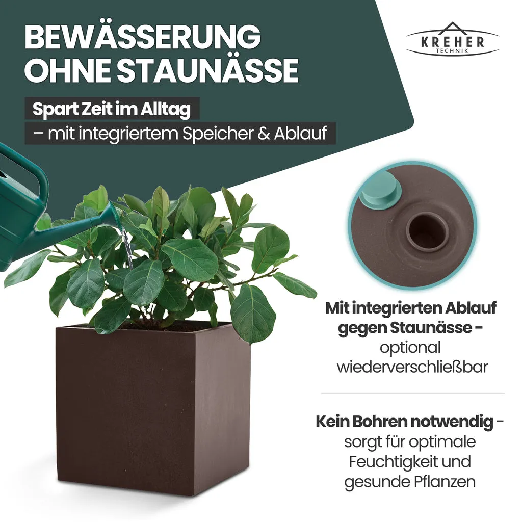 Kreher Millennium Pflanzkübel 40L eckig braun 2er-Set