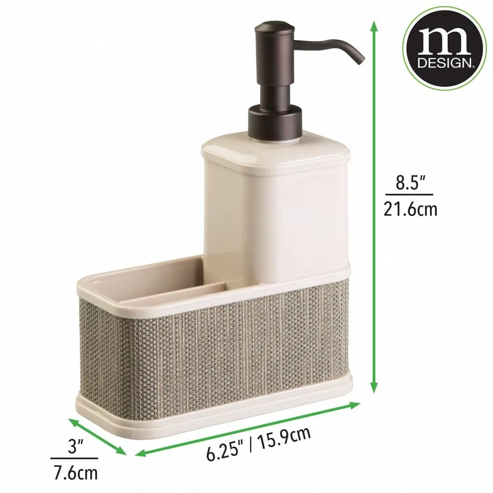mDesign Seifenspender 532 ml Kunststoff perlmutt mit Schwammhalter