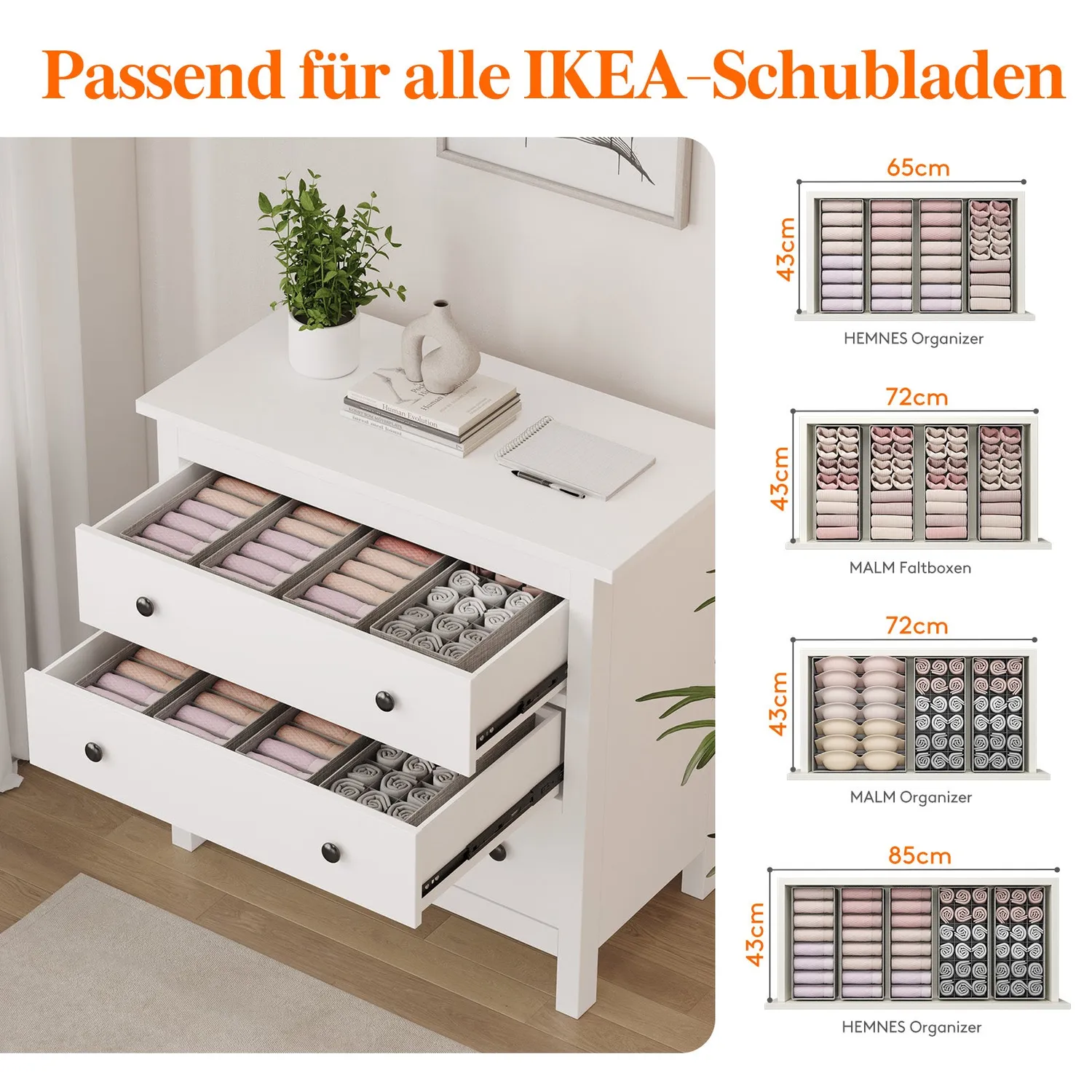 Lifewit HEMNES Organizer 8er Set Stoff grau