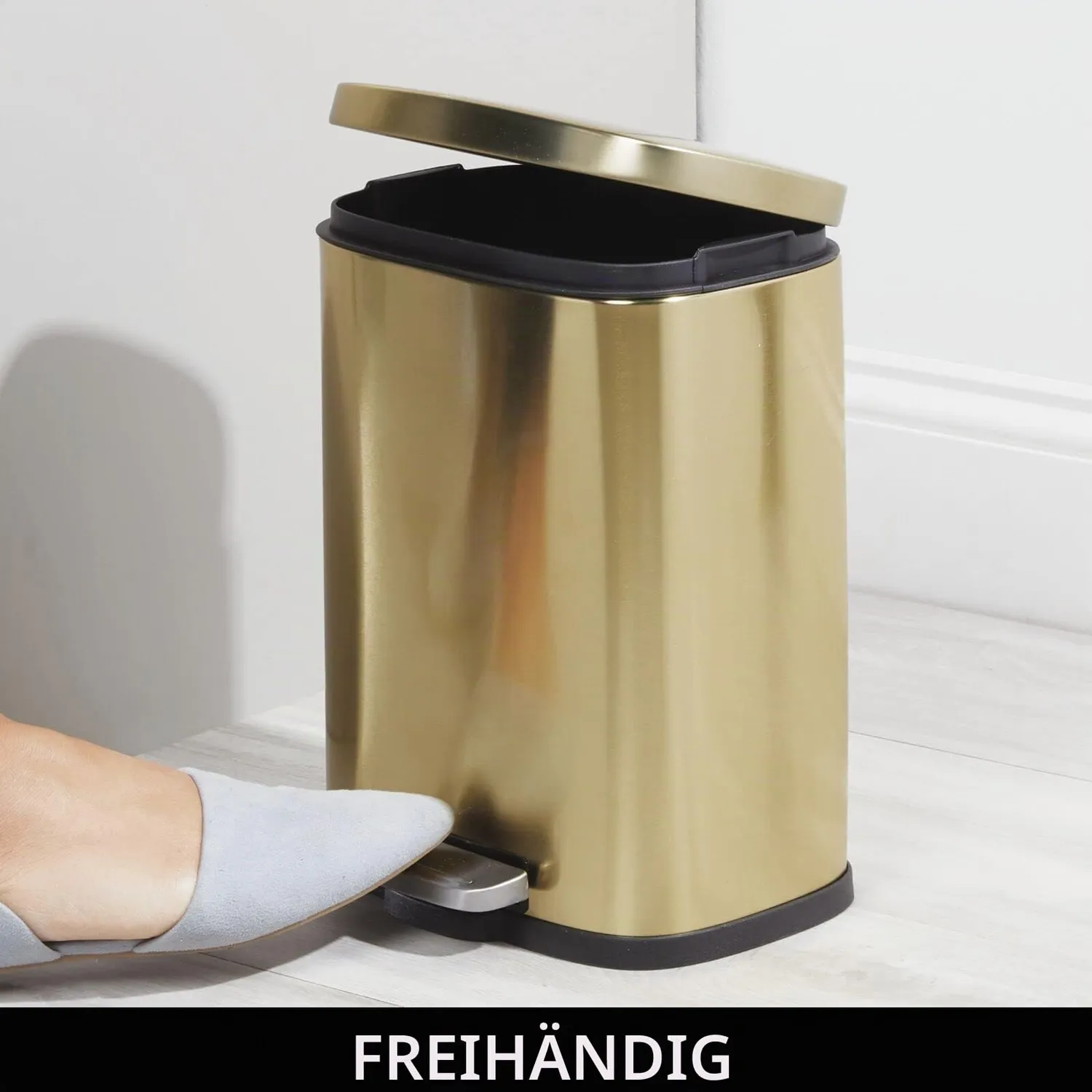 mDesign Tretmülleimer 5 L Edelstahl Mülleimer messingfarben