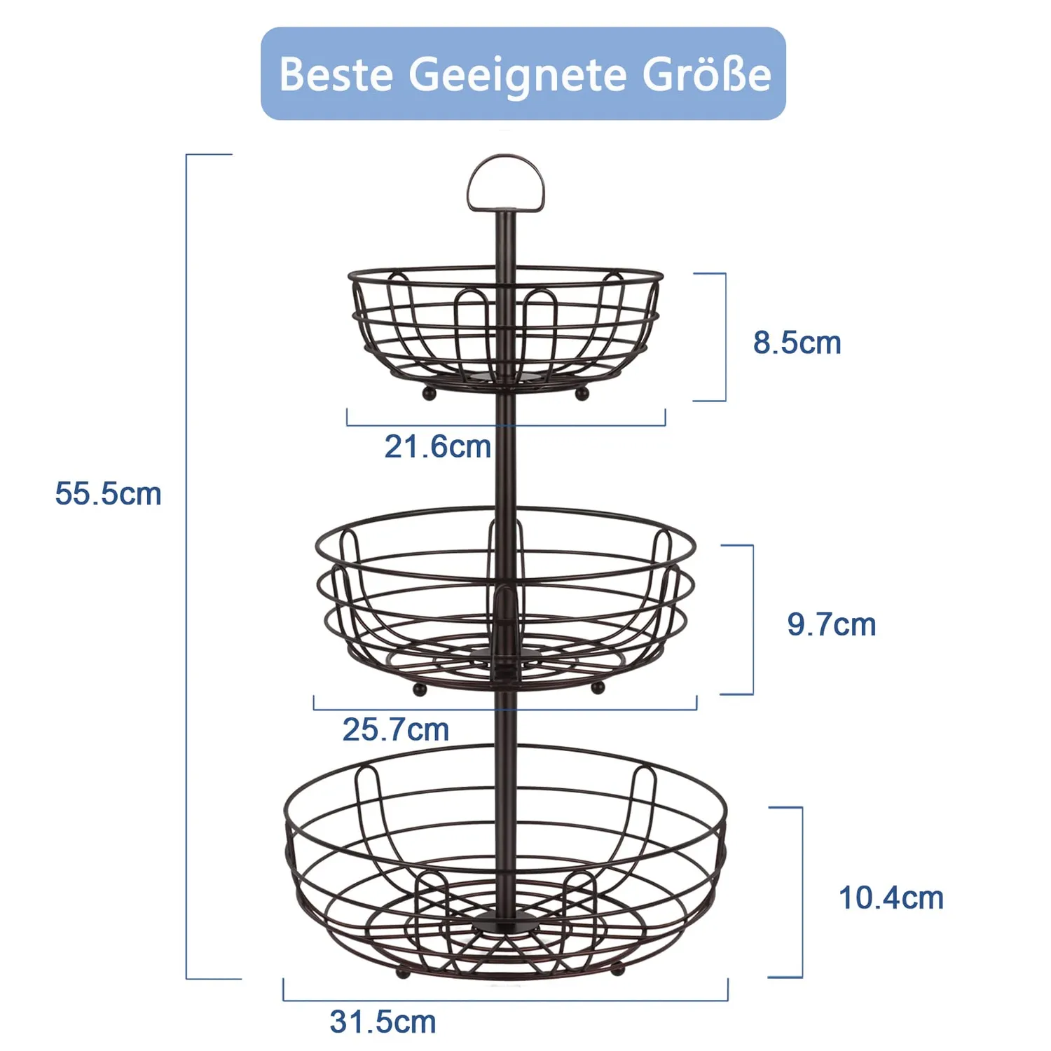 BOMCLAP Obstkorb Etagere 3-stöckig Metall bronze