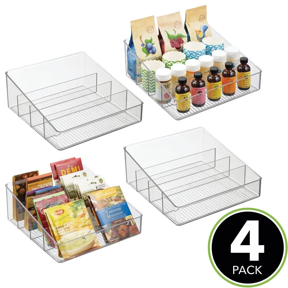 mDesign Küchen Organizer Kunststoff 4er-Set durchsichtig