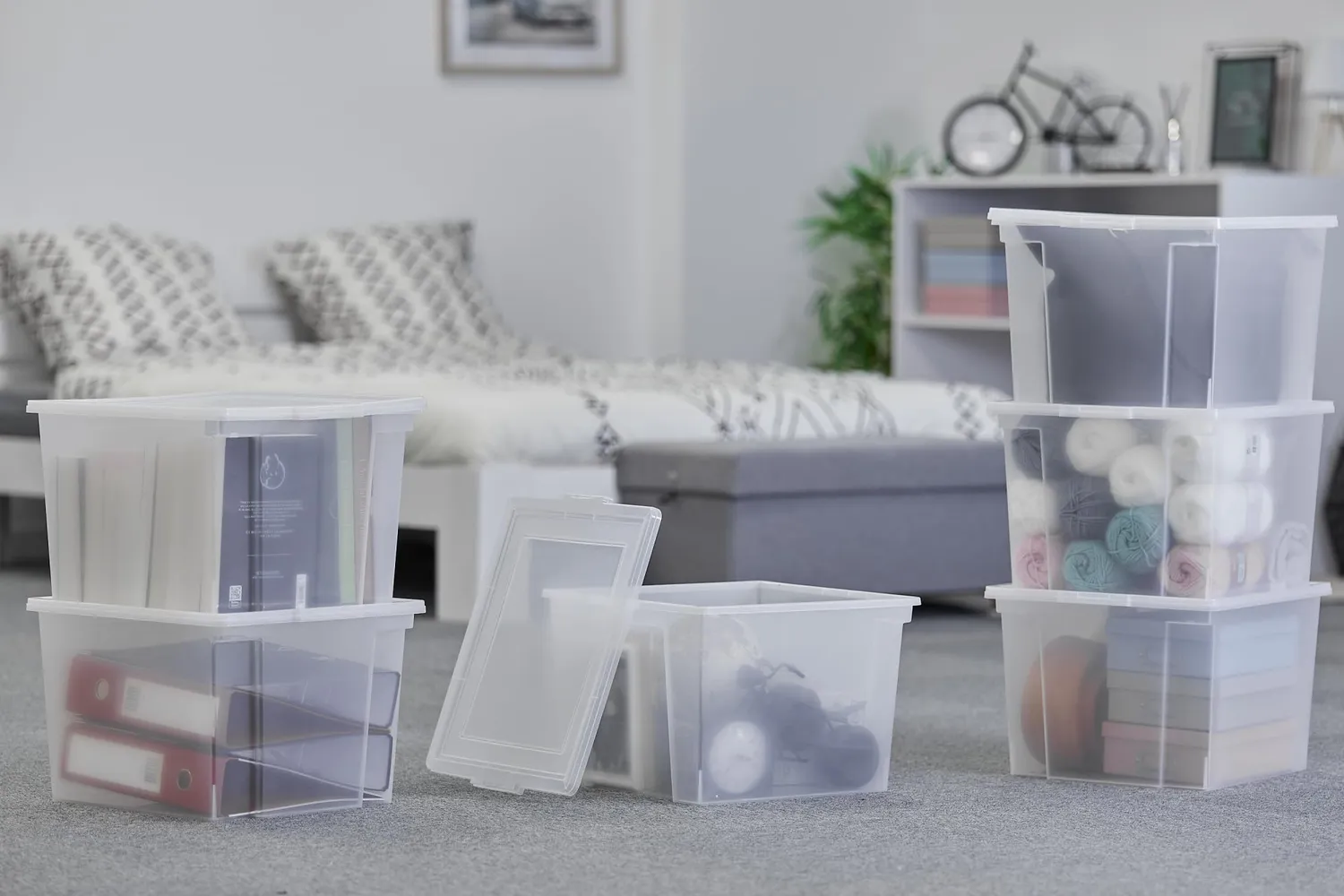 Iris Ohyama DDUSB-M Box 30 L 6er-Set transparent