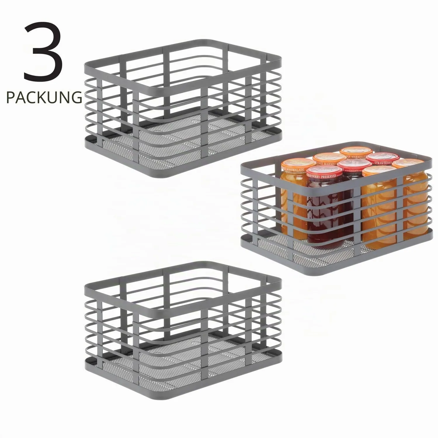 mDesign Allzweckkorb Drahtkorb 3er-Set grau Metall