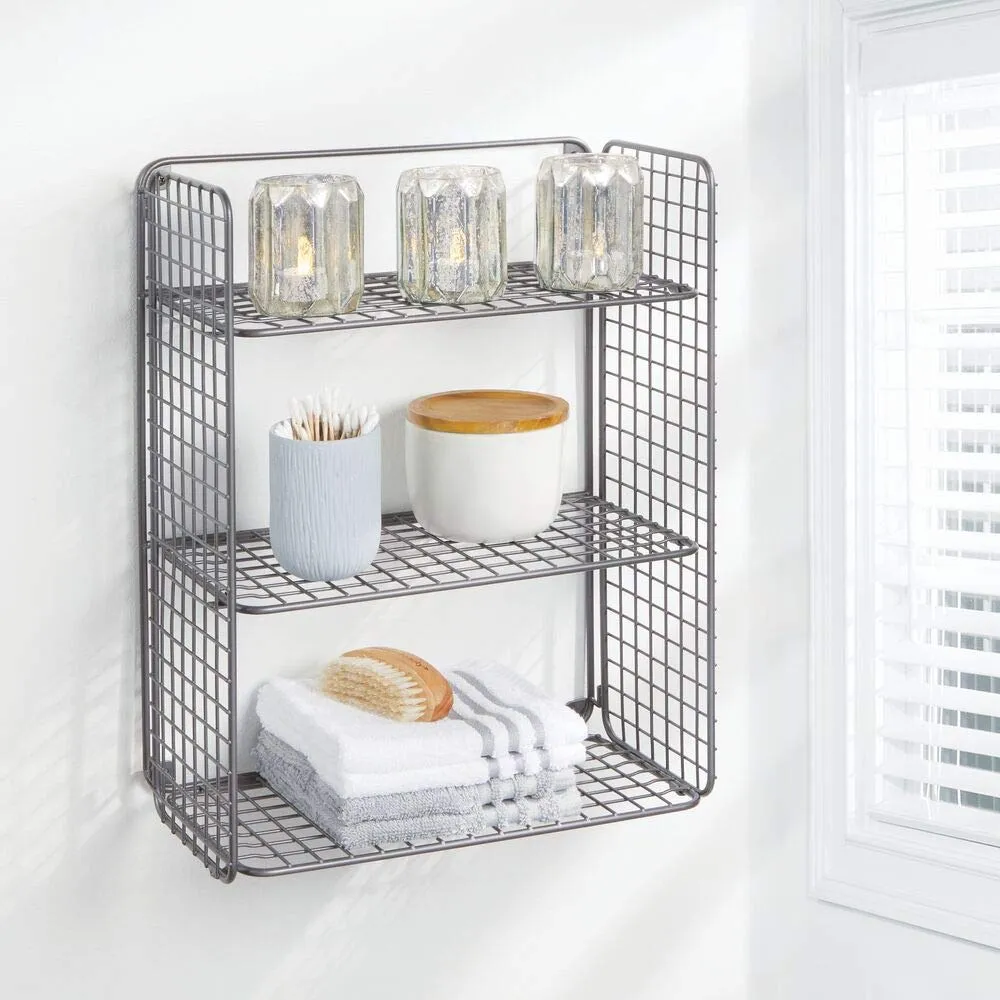 mDesign Wandregal Bad 3-etagig grau Draht Metall faltbar