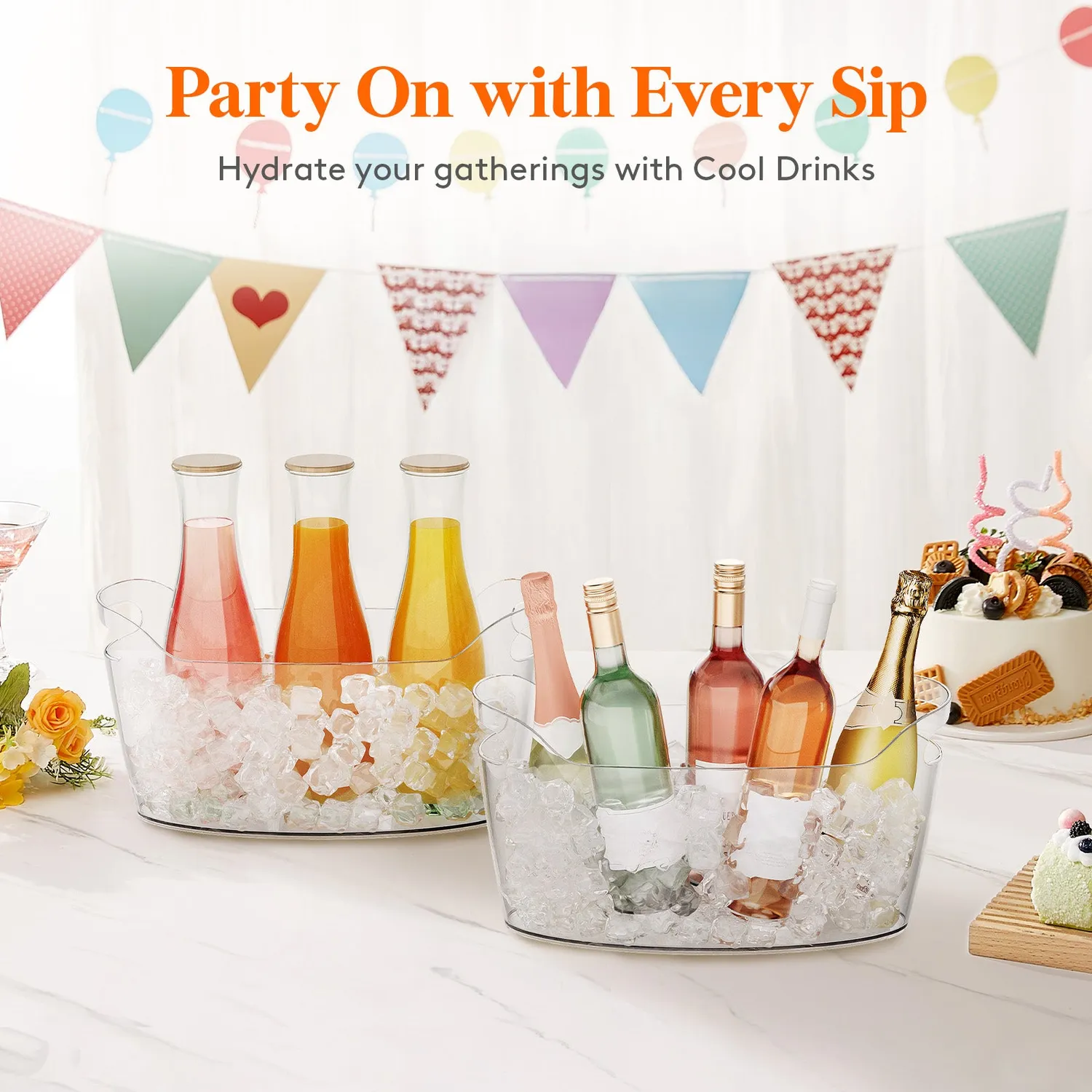 Lifewit Eiskübel 6,5L transparent mit Griffen Party