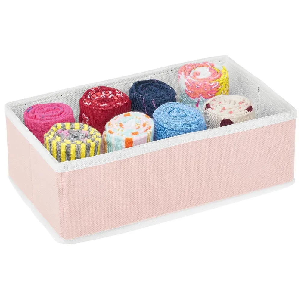 mDesign Organizer Box 6er Set Stoff Kleiderbox rosa weiß Unterwäsche
