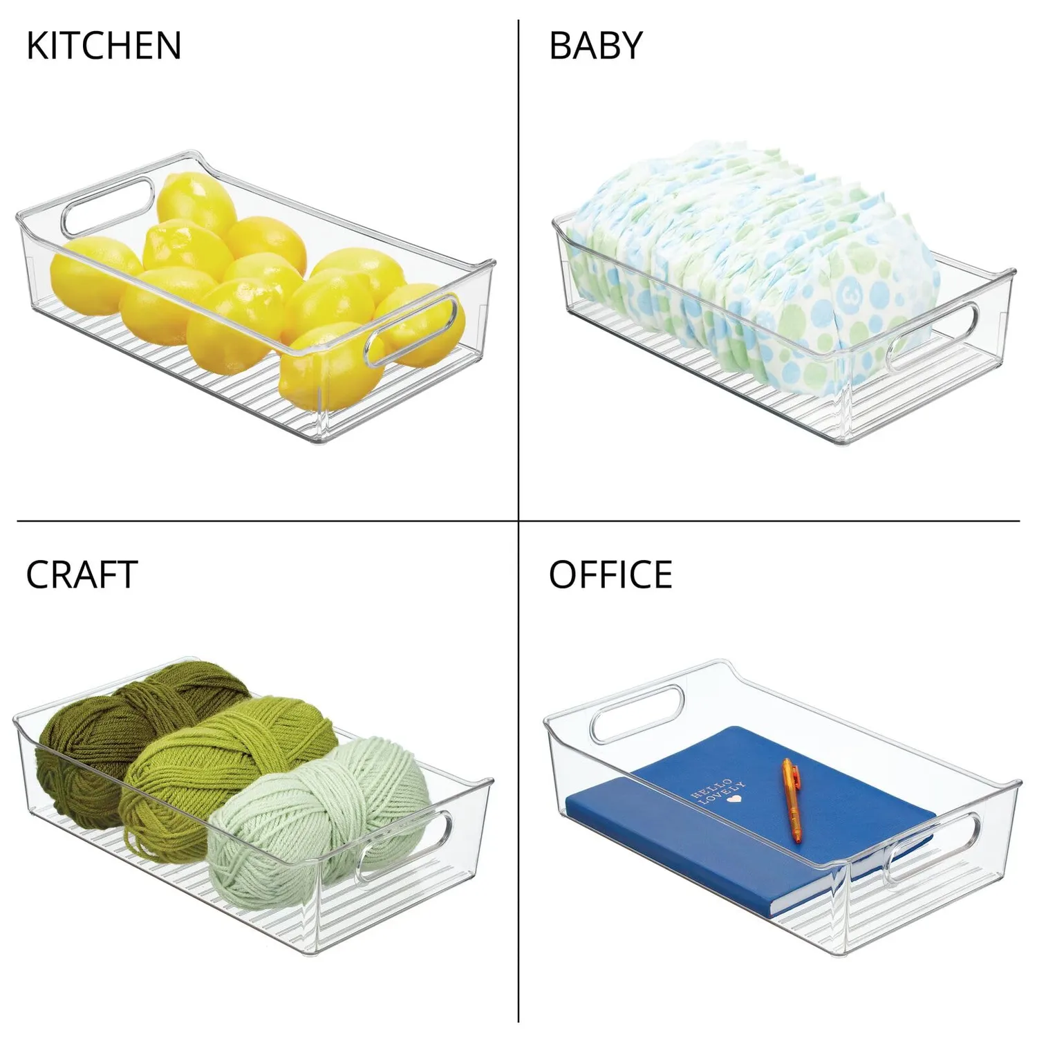 mDesign Kühlschrankbox transparent 35,6 cm mit Griff
