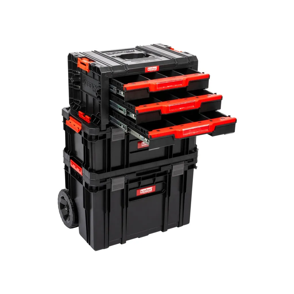 Kreher Q-Brick Two Werkstattwagen 3er Set V6 mit Rollen schwarz
