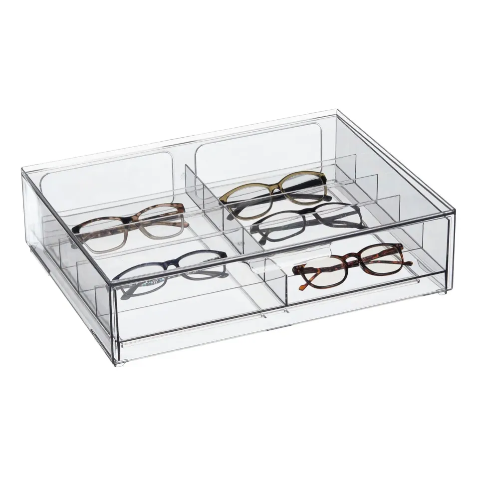 mDesign Brillenaufbewahrung 2 Schubladen weiß transparent