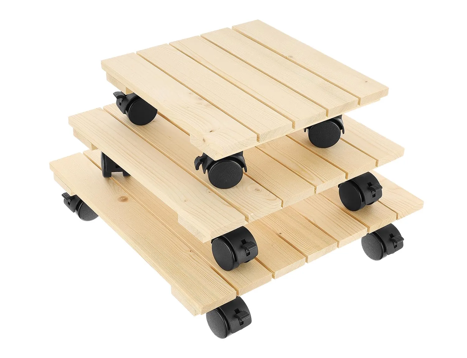 GoodFreshDecor Pflanzenroller 30x30x7,5 cm Holz mit Rollen