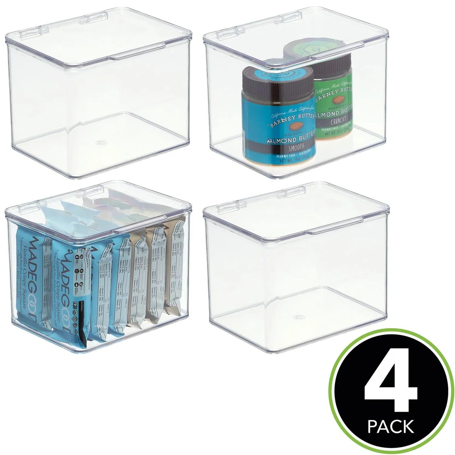 mDesign Küchen Organizer Vorratsdose 4er Set 2,1 L transparent