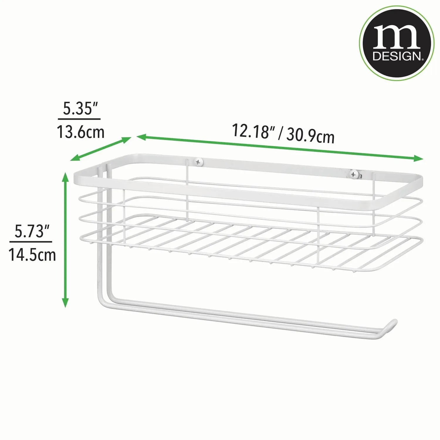 mDesign Carson Wandregal Küchenrollenhalter Korb Weiß