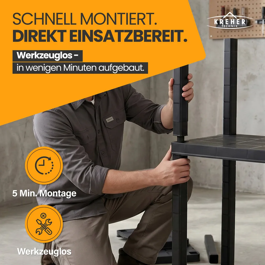 Kreher Evo Schwerlastregal 5 Böden 2er Set schwarz 35 kg