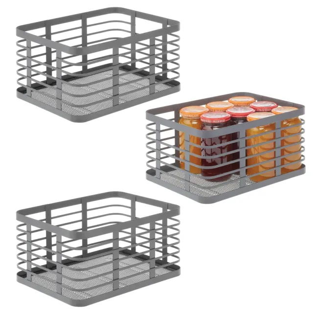 mDesign Allzweckkorb Drahtkorb 3er-Set grau Metall