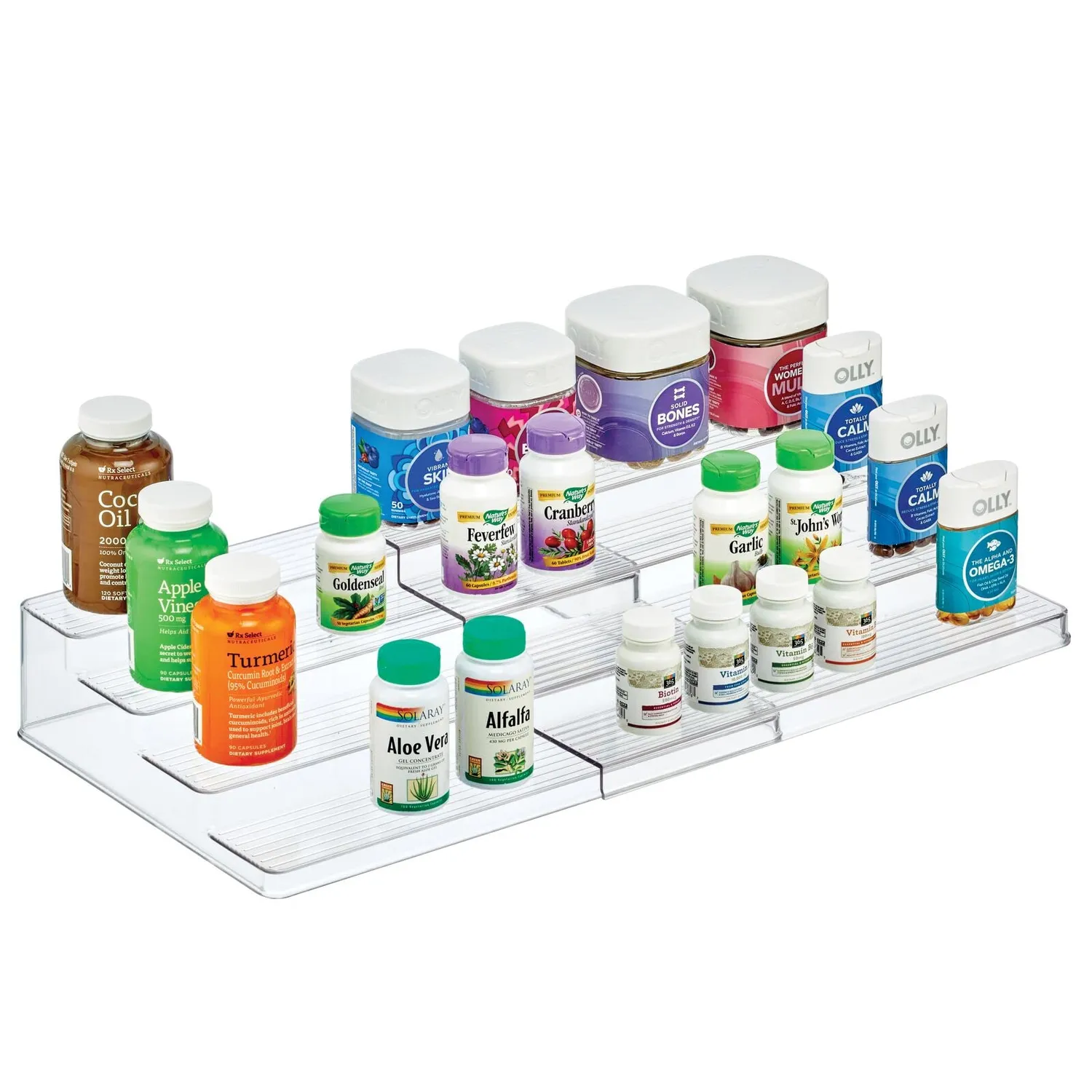 mDesign Gewürzregal ausziehbar 4 Ebenen transparent Kunststoff