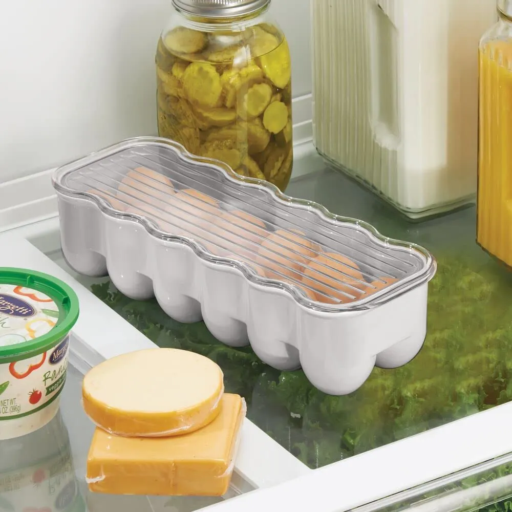 mDesign Eierbox Kühlschrank 24 Eier 2er Pack Hellgrau