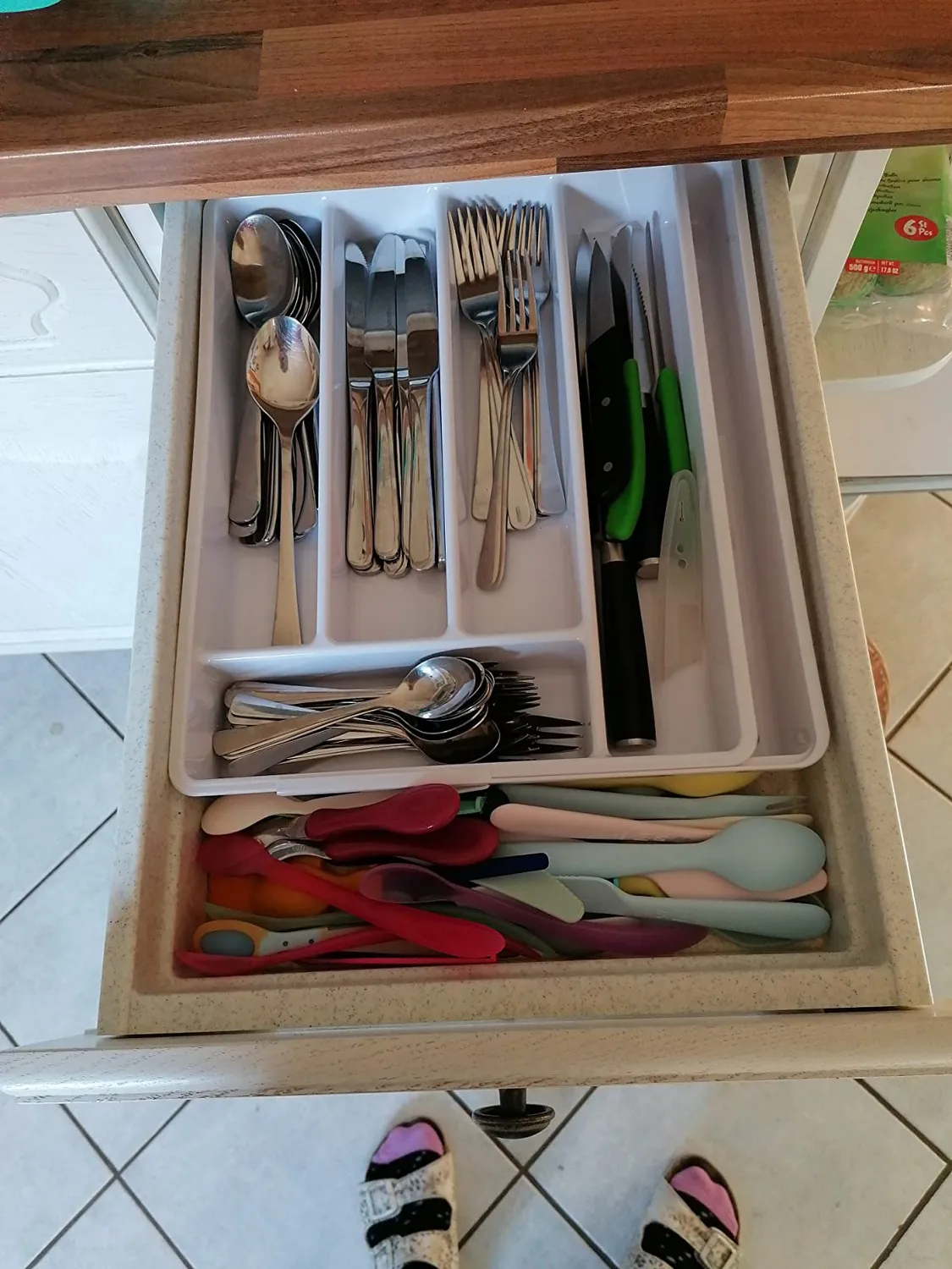 mDesign Besteckkasten Schublade 6 Fächer schwarz 36,5cm rutschfest