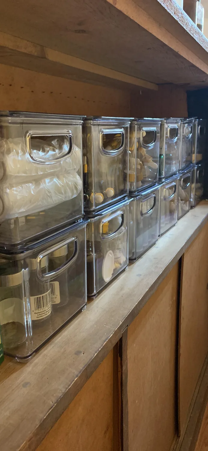 mDesign Aufbewahrungsbox mit Deckel 6er transparent grau stapelbar