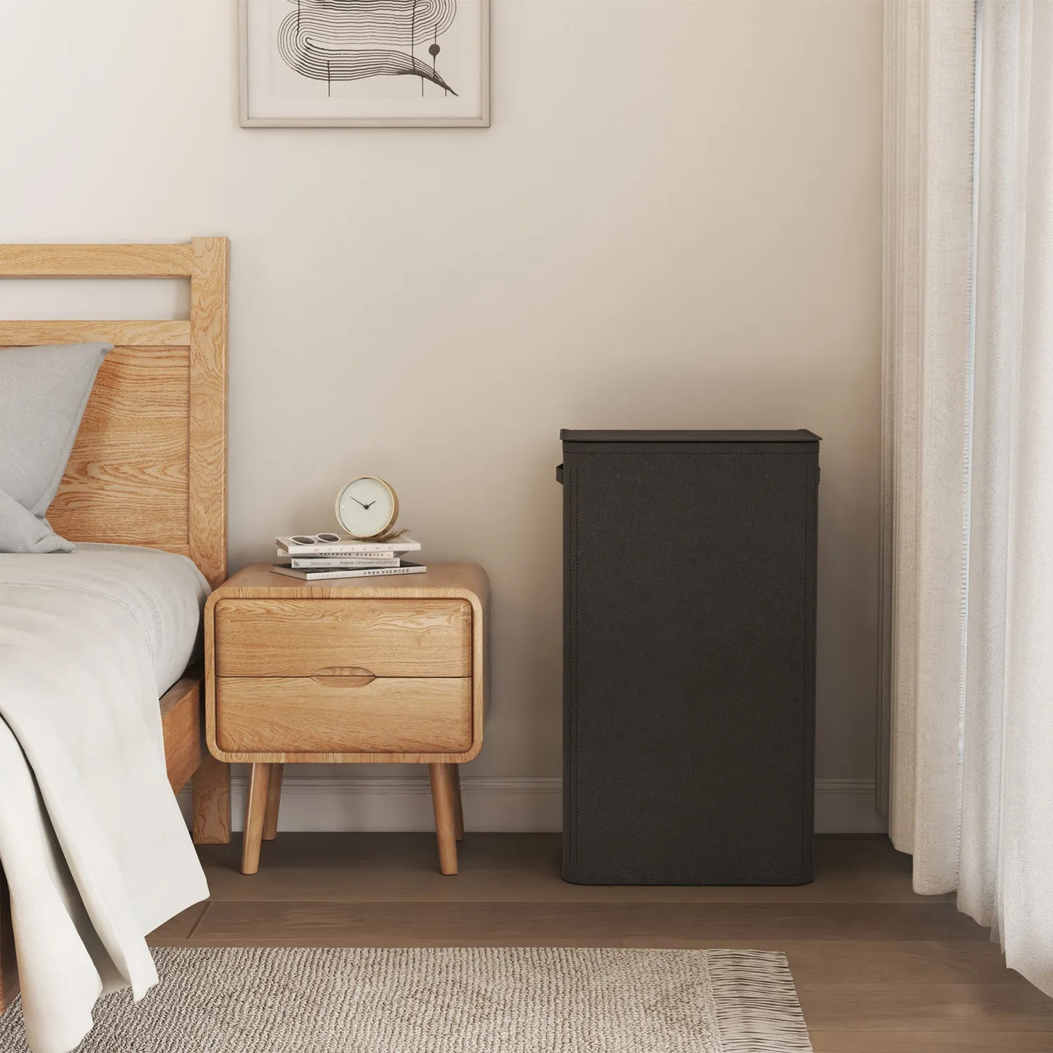 Lifewit Wäschekorb 100L Grau faltbar mit Innensack