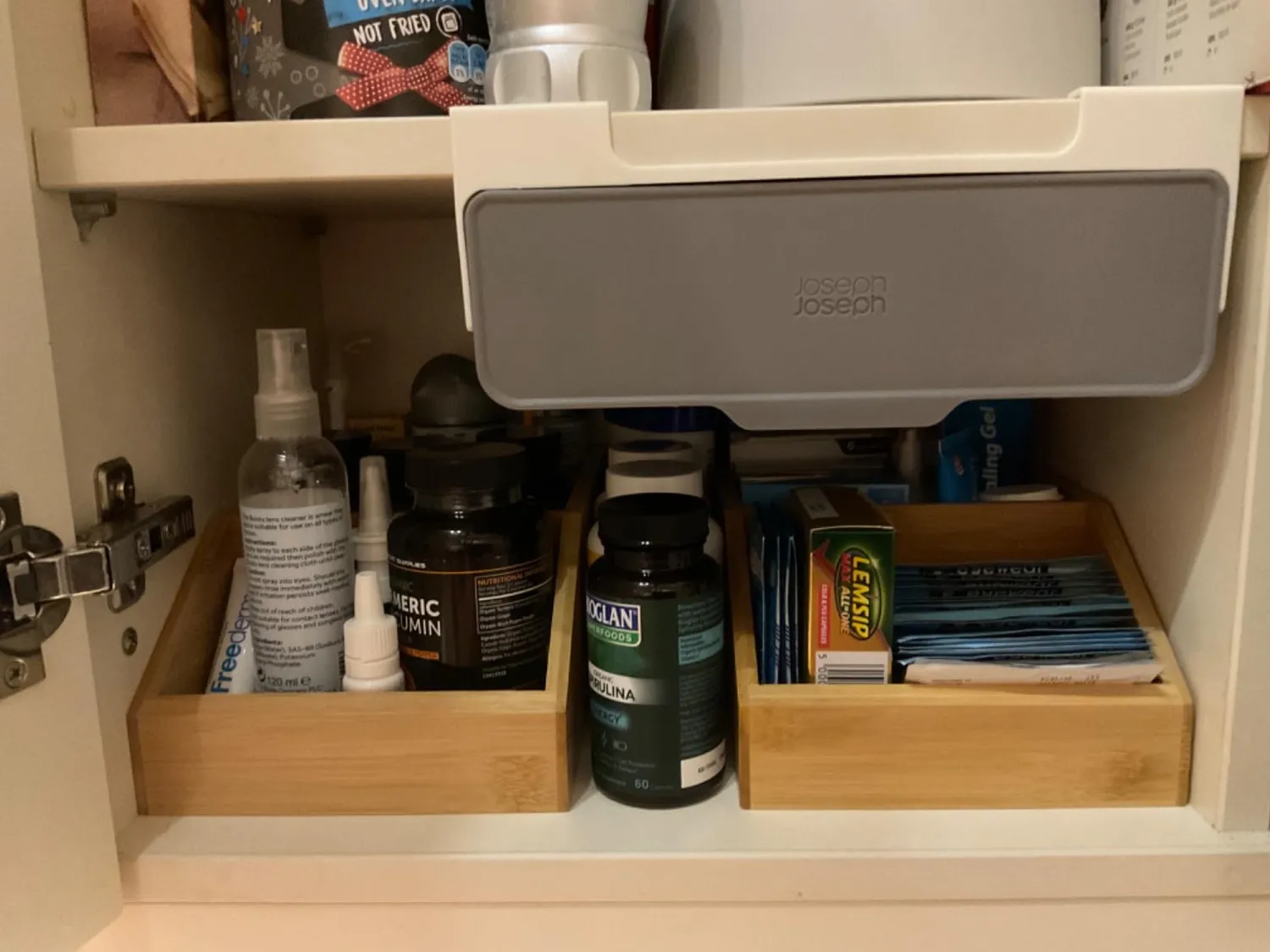 mDesign Ordnungsbox Bambus 3 Fächer 2er-Set braun