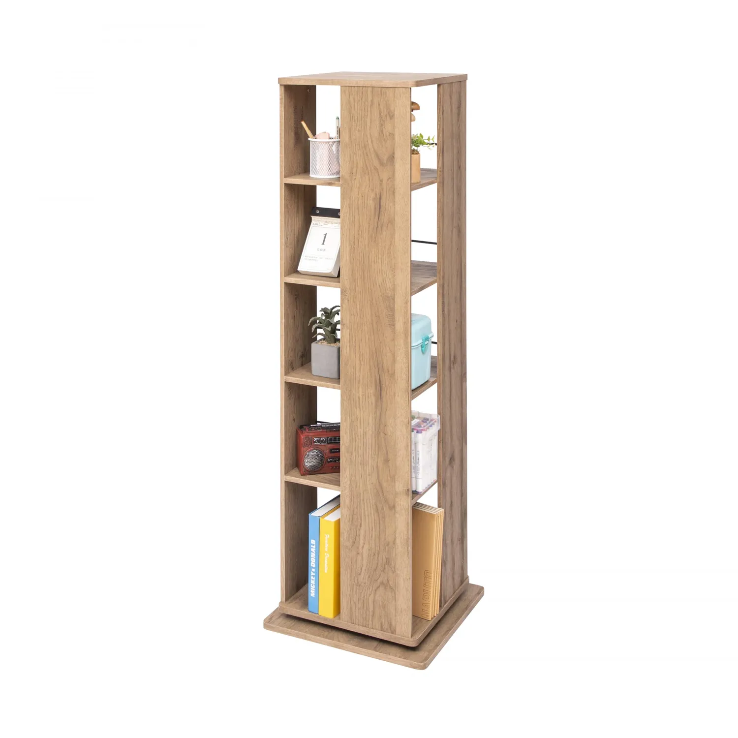 Iris Ohyama Revolving Book Shelf RBS-5S Eiche grau