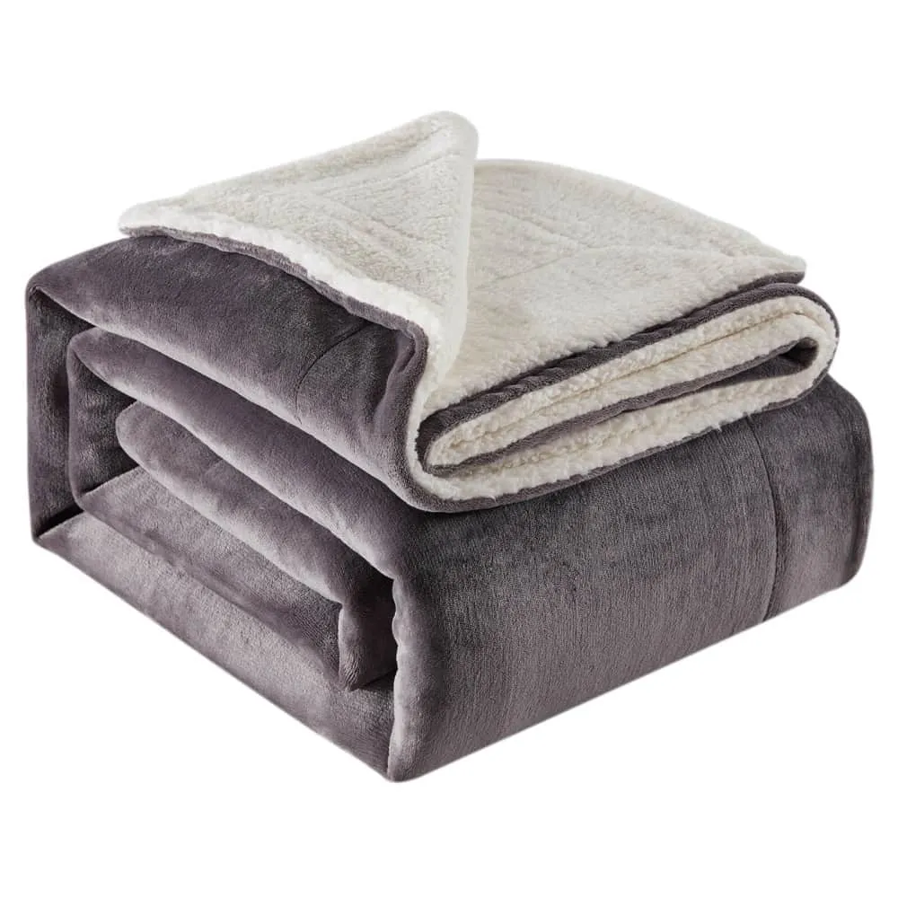 Lifewit Sherpa Kuscheldecke Grau Fleecedecke 127x152cm