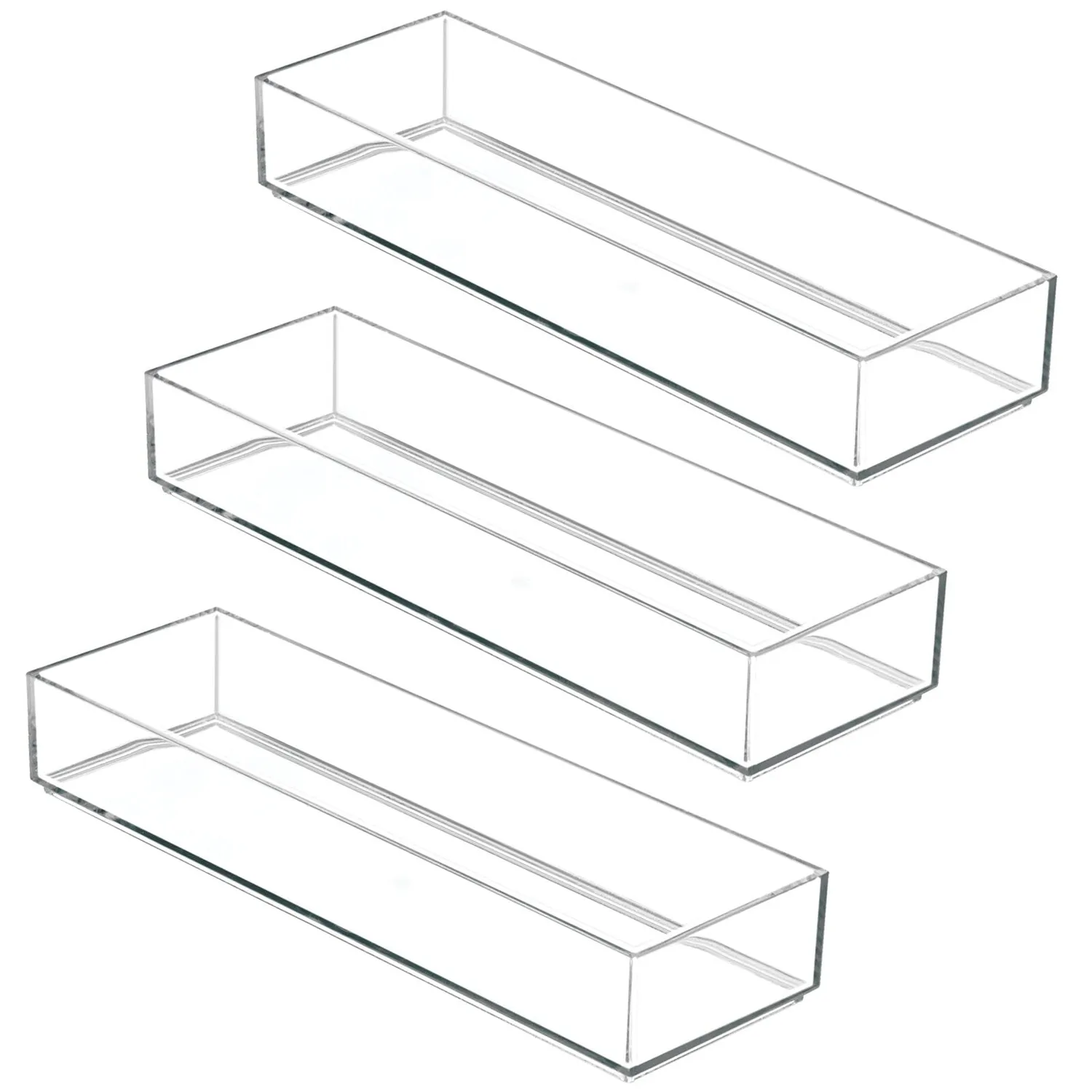 mDesign Kosmetik Organizer Aufbewahrungsbox 3er-Set durchsichtig stapelbar