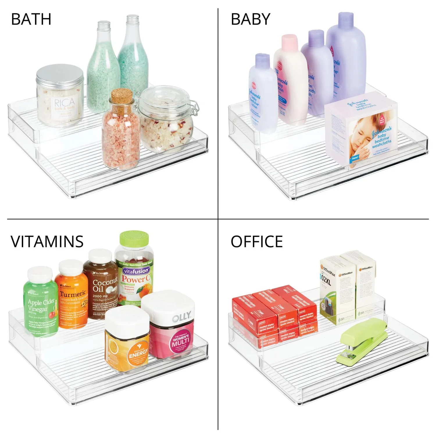 mDesign Gewürzregal 2er-Set transparent 2-stufig Küche
