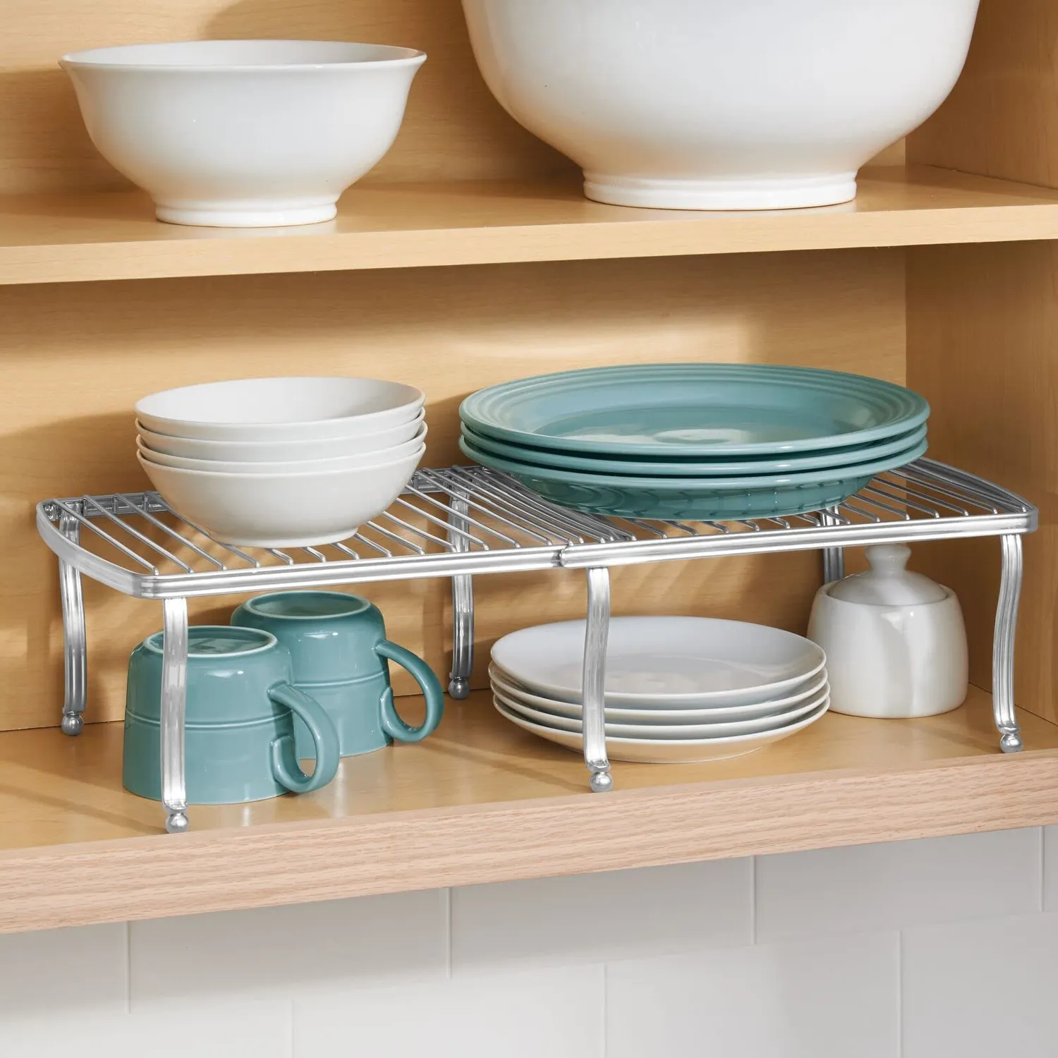 mDesign Küchenregal Metall 2er Set silber erweiterbar