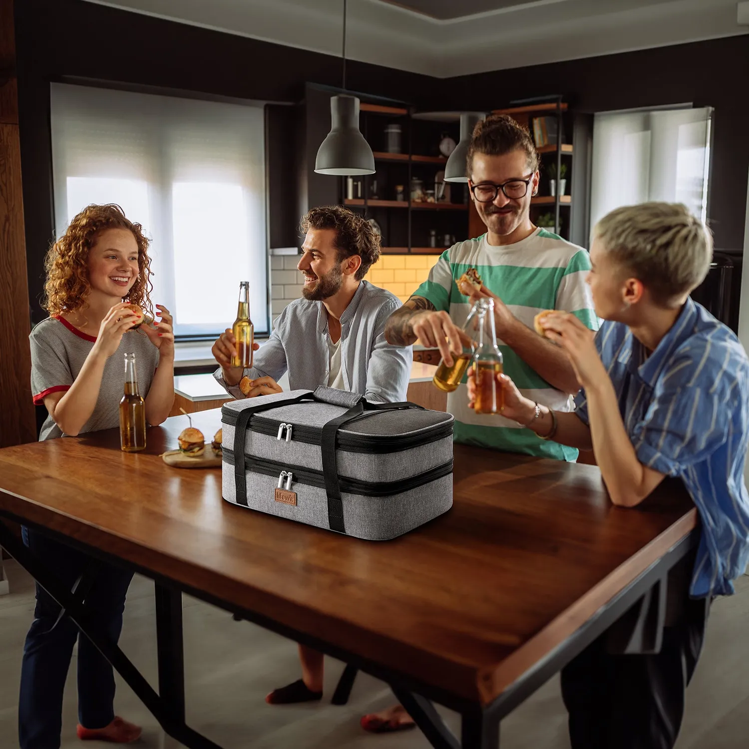 Lifewit Lunch Bag Kühltasche Grau erweiterbar