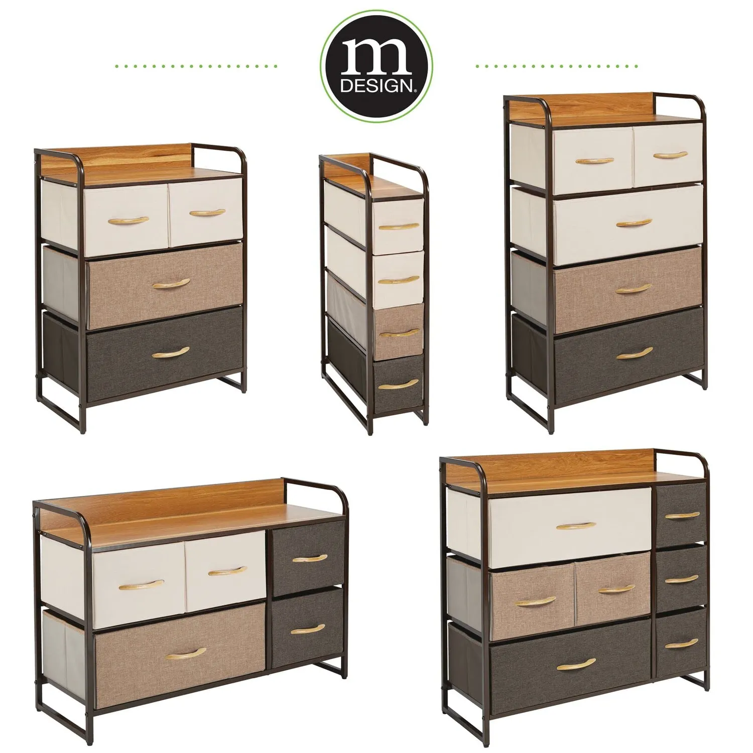 M Design Kommode 4 Schubladen Nachttisch Braun Stoff