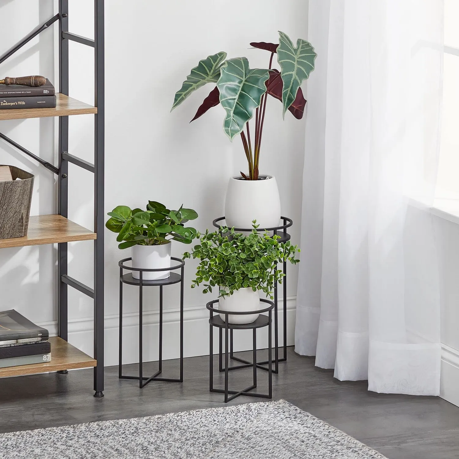 M Design Pflanzenständer Blumenständer Mattschwarz 38cm