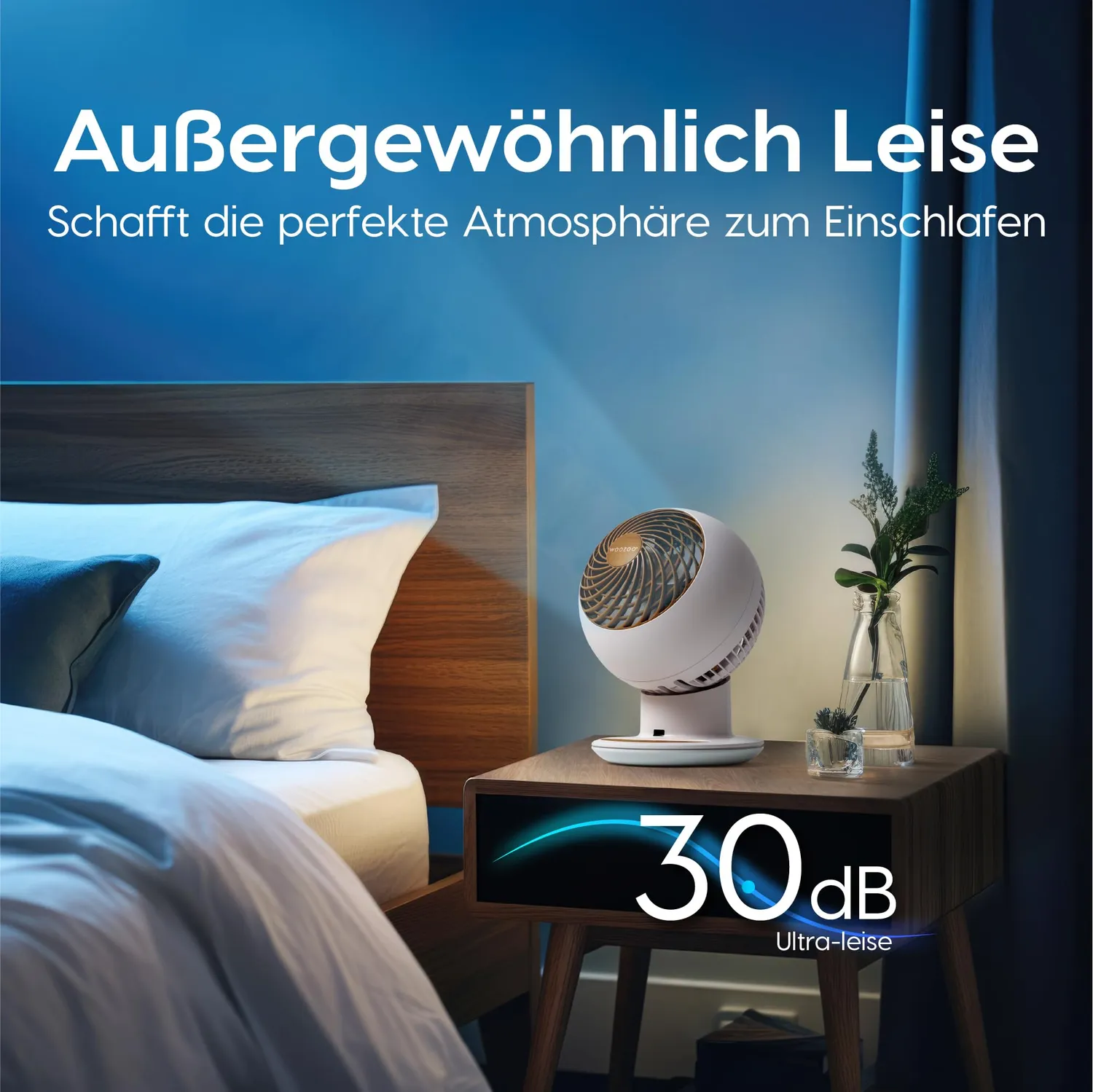 Iris Ohyama Woozoo PCF-SC15T Tischventilator Weiß-Holz leise